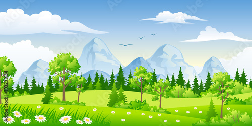 Summer landscape with trees