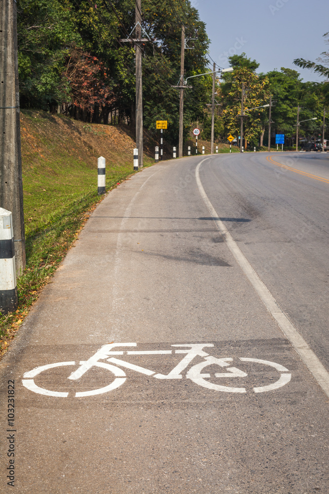 Obraz premium Cycle Lane with Cyclist in Mae Fah Luang University, Chiang-Rai Thailand