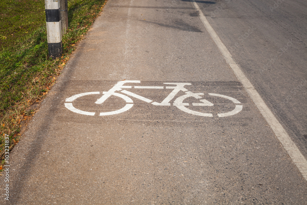 Obraz premium Cycle Lane with Cyclist in Mae Fah Luang University, Chiang-Rai Thailand