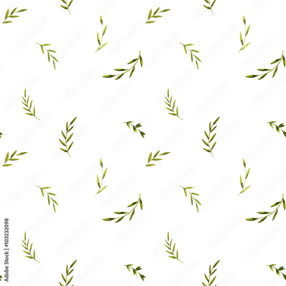 seamless pattern with watercolor green leaves seamless pattern with watercolor green leaves