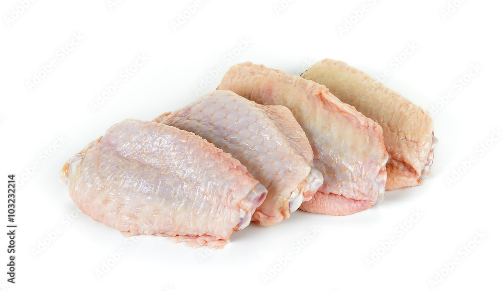 Raw chicken wing isolated on white background