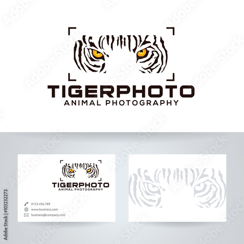 Tiger photo vector logo with business card template