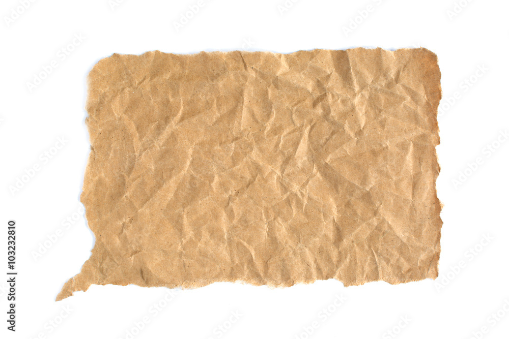 Fototapeta premium Crumpled grunge brown paper bubble isolated