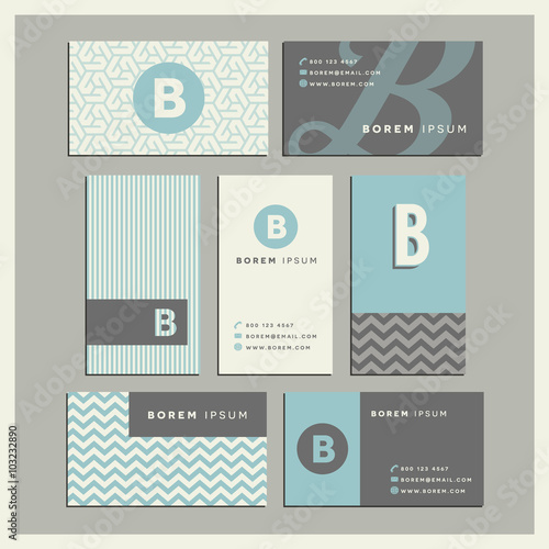 Set of coordinating business card designs with the letter b