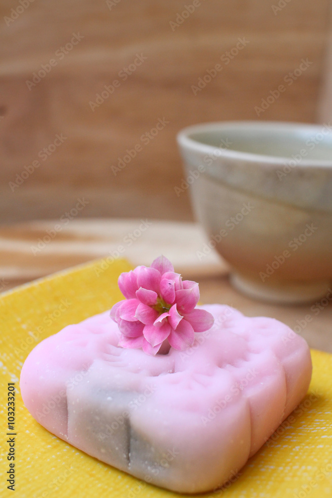 Mochi with green tea japanese dessert Mochi with green tea japanese dessert