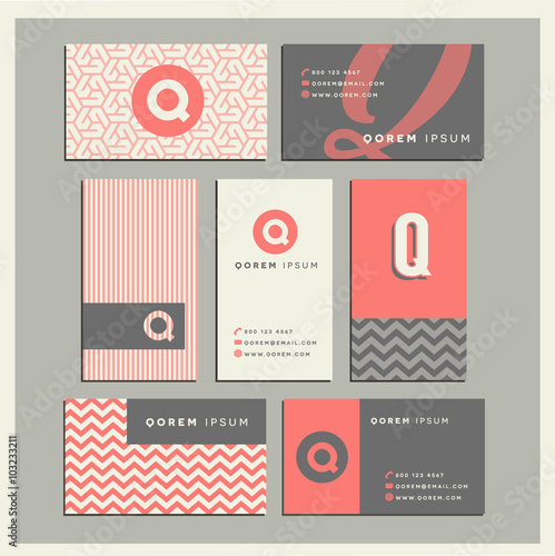 Set of coordinating business card designs with the letter q