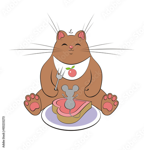Cat and mouse
кот и мышонок собираются есть большой торт