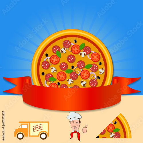 beautiful illustration pizza in vector format