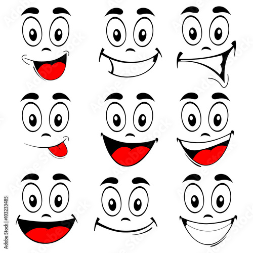 Vector of set smiling faces