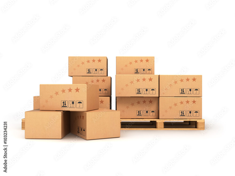 boxes on the pallet isolated boxes on the pallet isolated