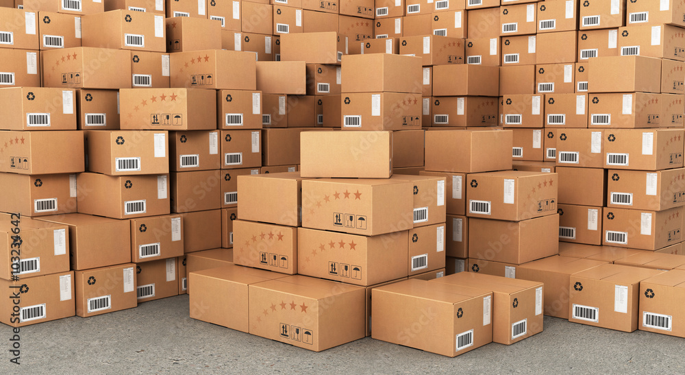 Stacks of Cardboard Boxes, Industrial Background. Stacks of Cardboard Boxes, Industrial Background.