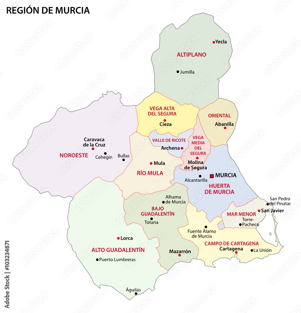 region murcia administrative map