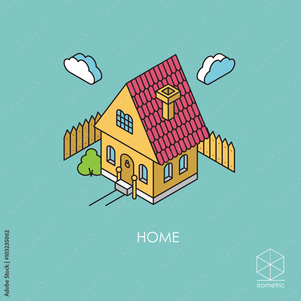 Naklejka premium Isometric color vector icon House