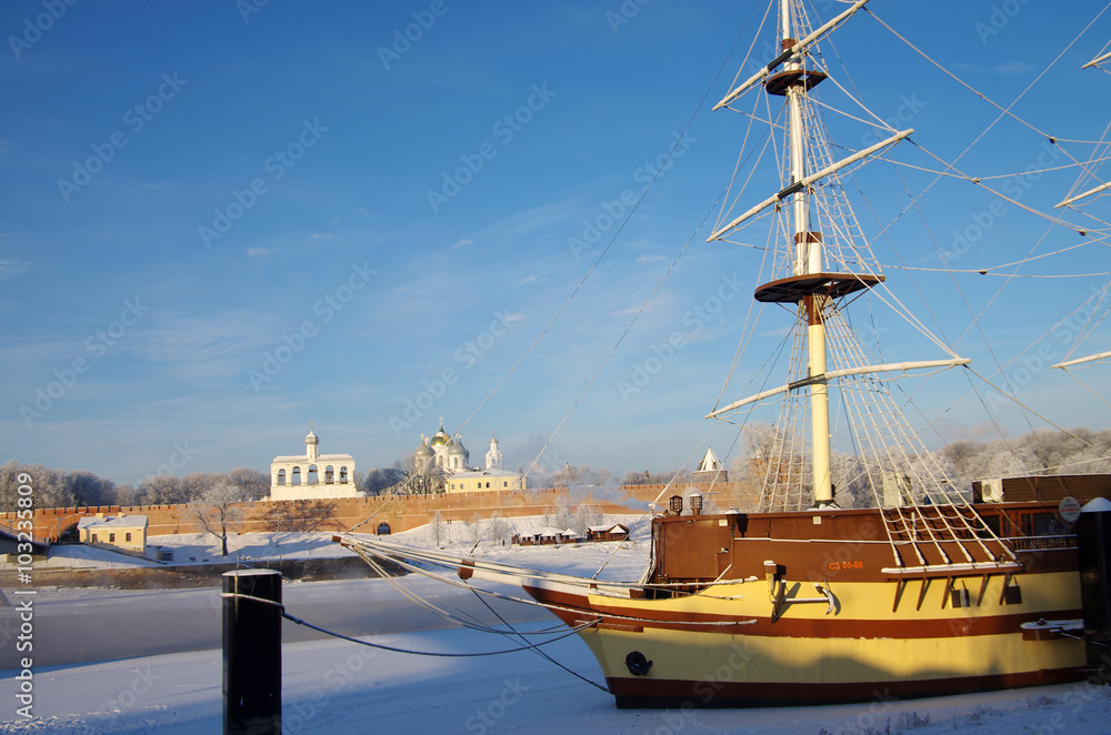 VELIKY NOVGOROD, RUSSIA - January, 2016:  Frigate Flagship resta