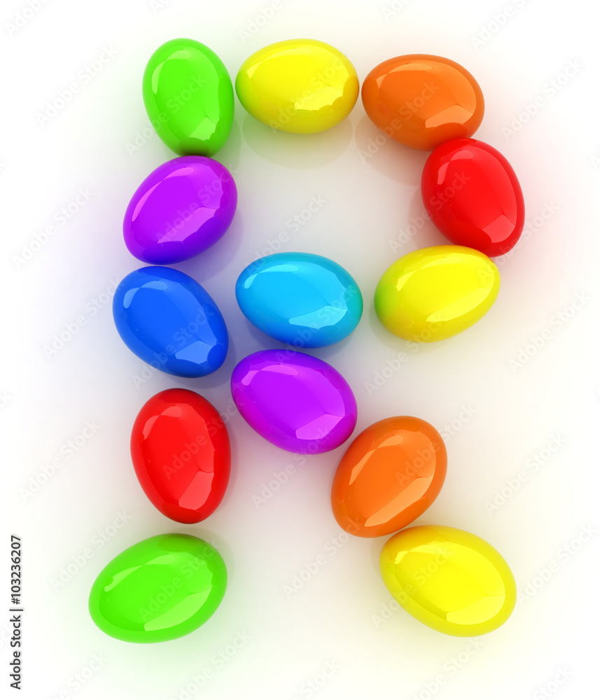 Alphabet from colorful eggs. Letter Alphabet from colorful eggs. Letter