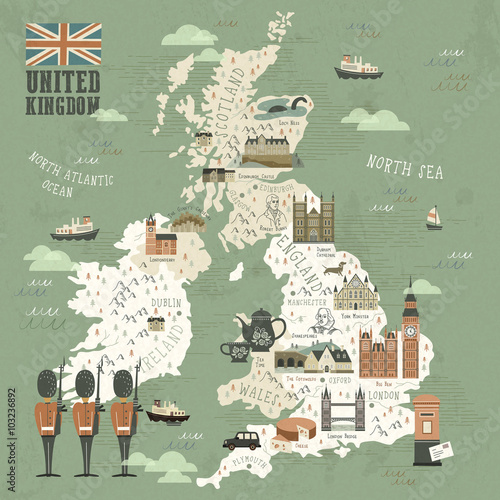 United Kingdom attractions travel map