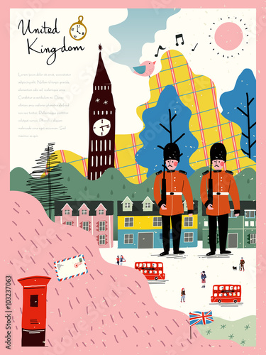 United Kingdom travel impression poster