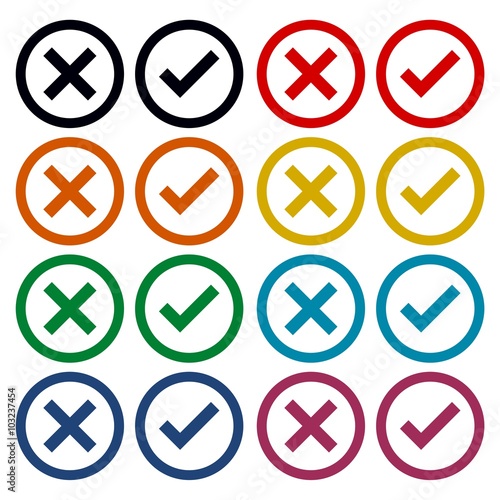 Check mark and x circle icons set - Illustration