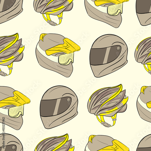Three seamless motorcycle helmets