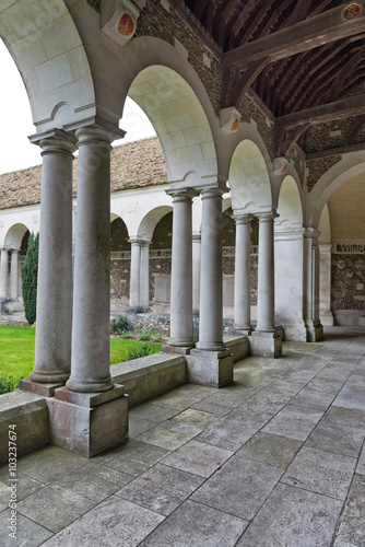 War cloister at Winchester College, Winchester, UK.