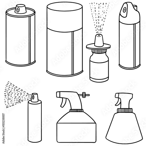 vector set of spray can and bottle