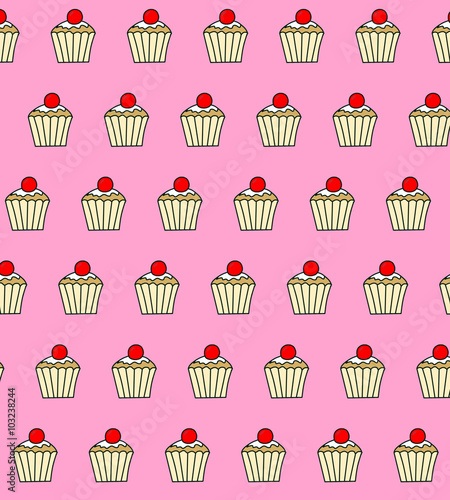 Illustration of repetitive cupcake pattern
