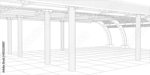 Abstract line vector construction industrial building.