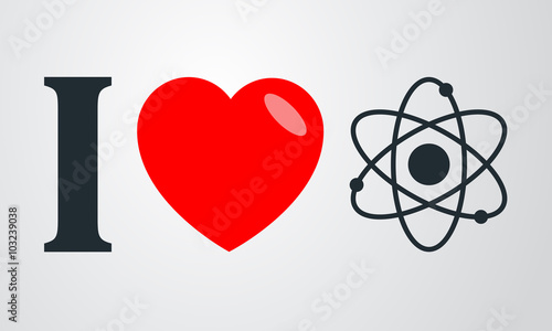 Icono plano i love fisica en fondo degradado