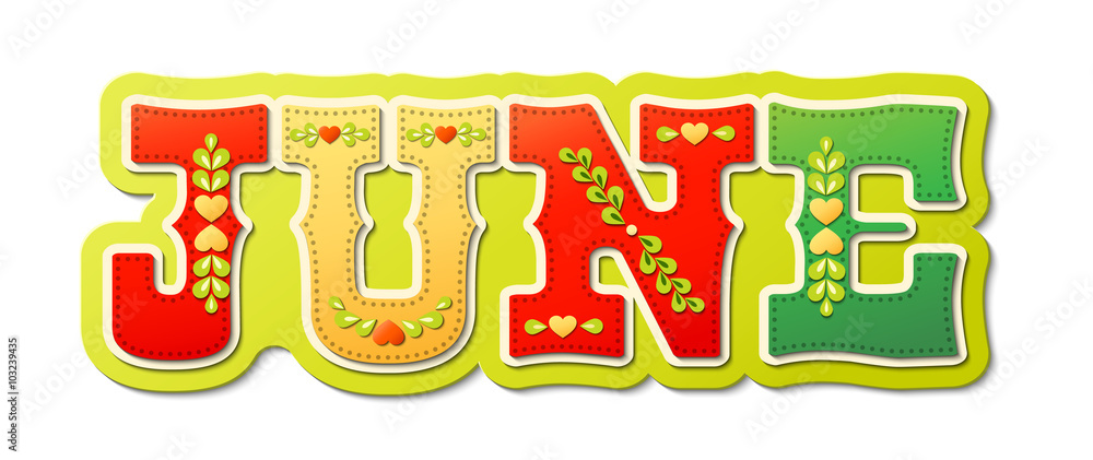 Fototapeta premium July, illustrated name of calendar month, illustration
