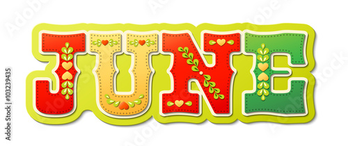 July, illustrated name of calendar month, illustration