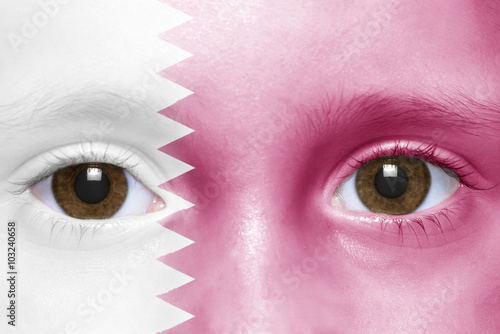 human's face with qatar flag