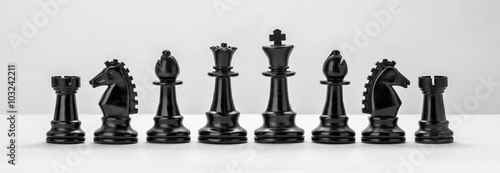 Black chess figures isolated on the white background. Set of chess figures.