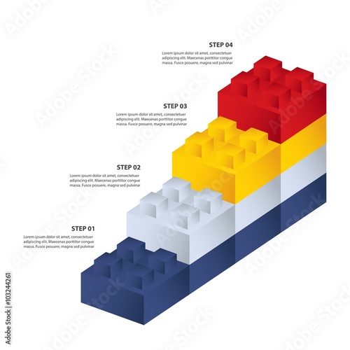Constructor building bricks - Steps to success - Vector infographic template