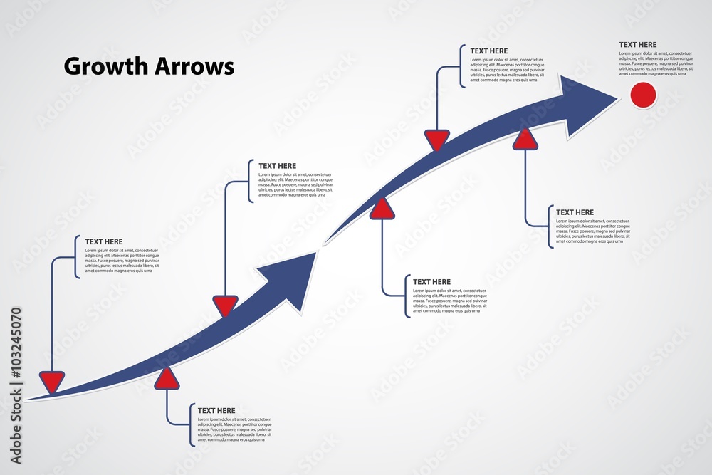 Big growth Arrows / Timeline with text options / A way to success ...