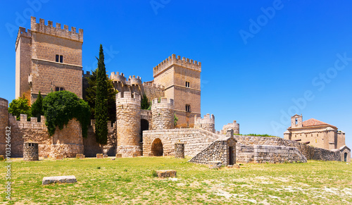 Medieval castle of Ampudia in sunny summer day