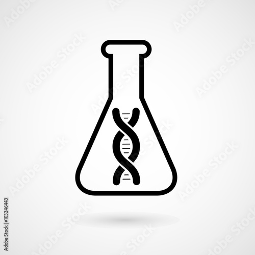 DNA molecule in flask - genetic experiment icon