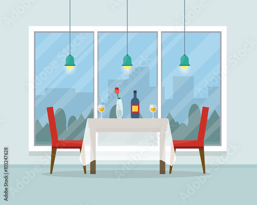 Dining table for date with glasses of wine