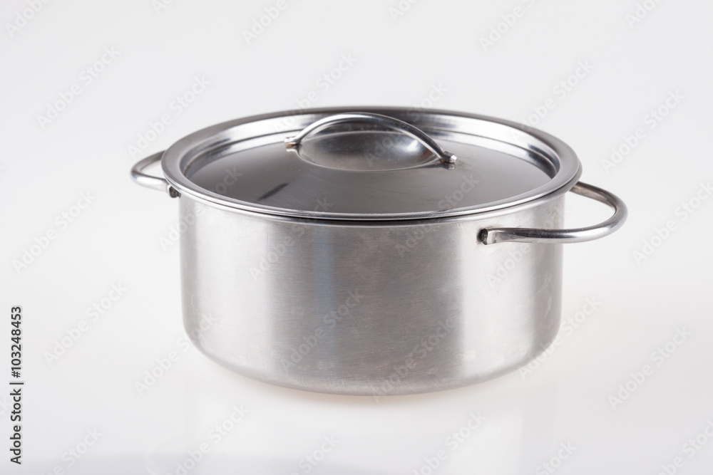 metal pot on a white background metal pot on a white background