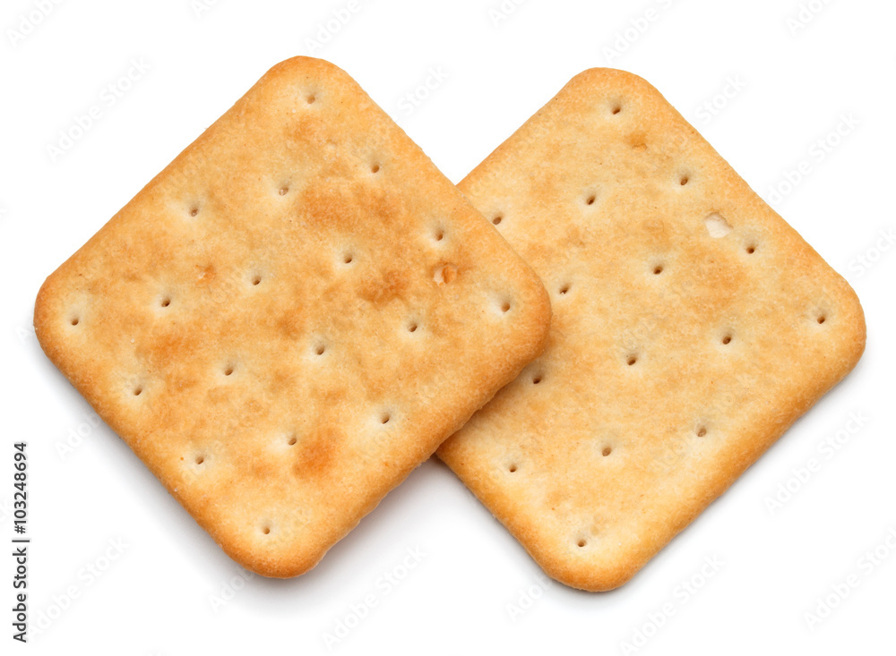 Dry cracker cookies isolated on white background cutout Dry cracker cookies isolated on white background cutout