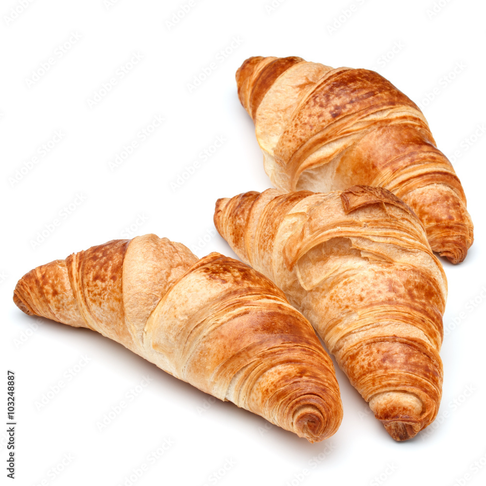 Croissant or crescent roll isolated on white background cutout Croissant or crescent roll isolated on white background cutout