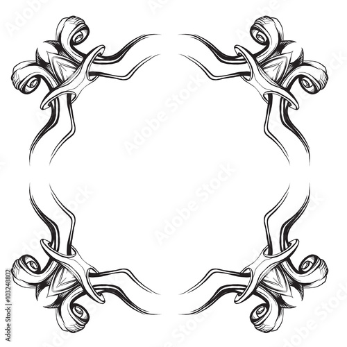 drawing hand vintage frame baroque elements for advertising in v