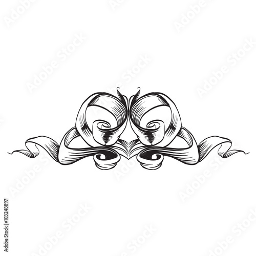 drawing hand vintage frame baroque elements for advertising in v