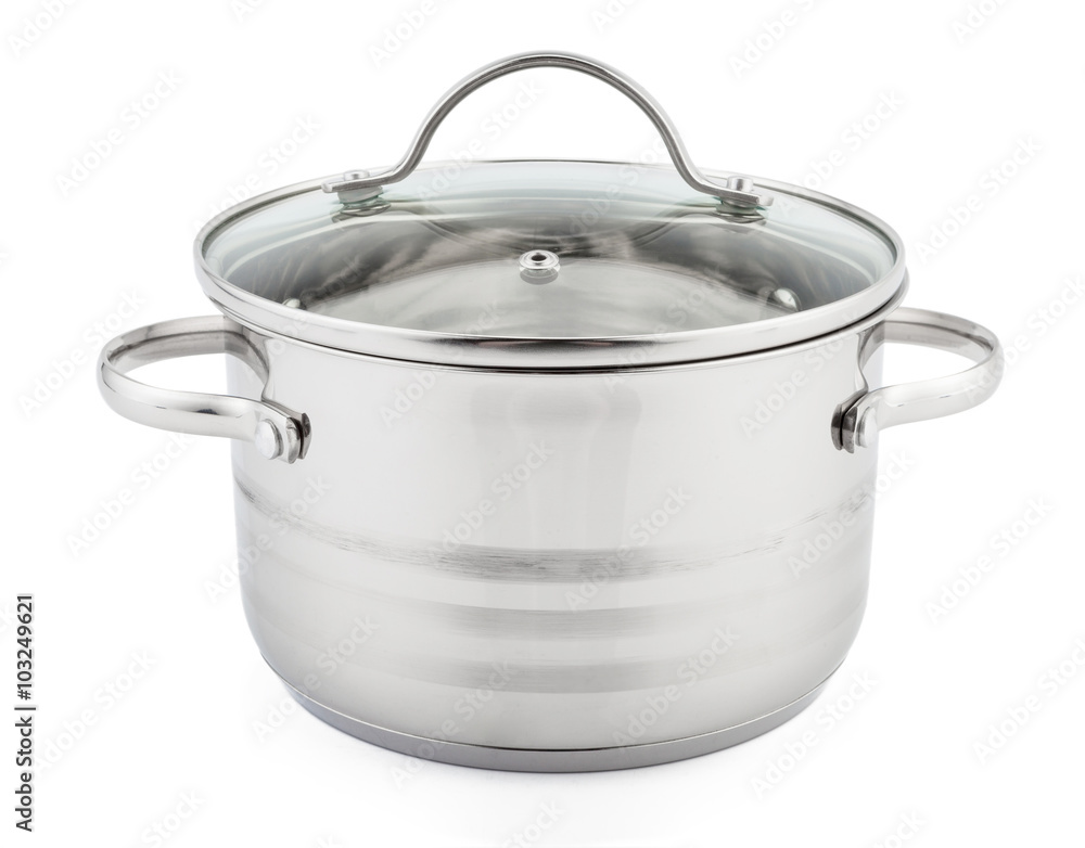 Stainless steel pot. Isolated on white background Stainless steel pot. Isolated on white background