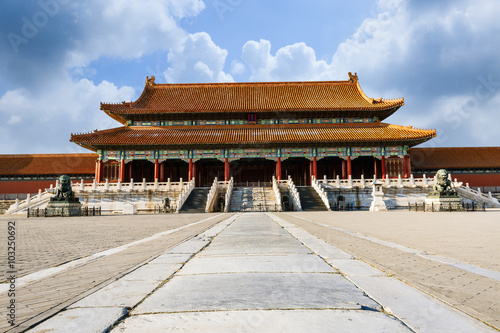 The ancient royal palaces of the Forbidden City in Beijing, China