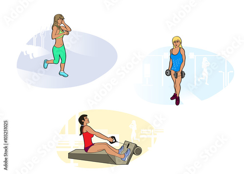 Three girls in gym