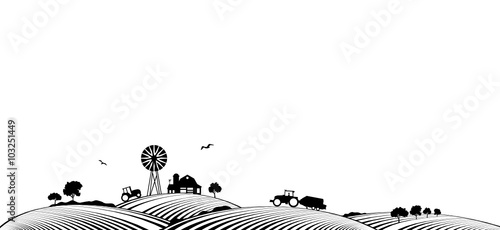 Bauernhof und Felder