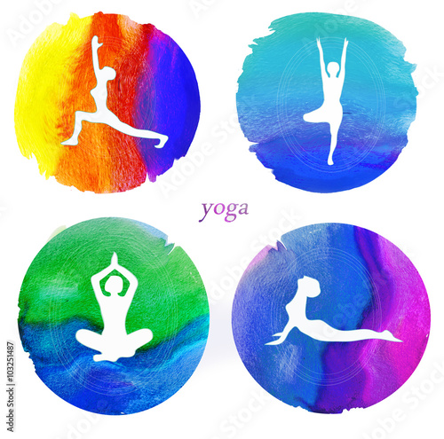Wallpaper Mural Yoga asana sign symbol watercolor Torontodigital.ca