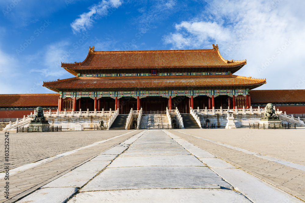 The ancient royal palaces of the Forbidden City in Beijing, China The ancient royal palaces of the Forbidden City in Beijing, China