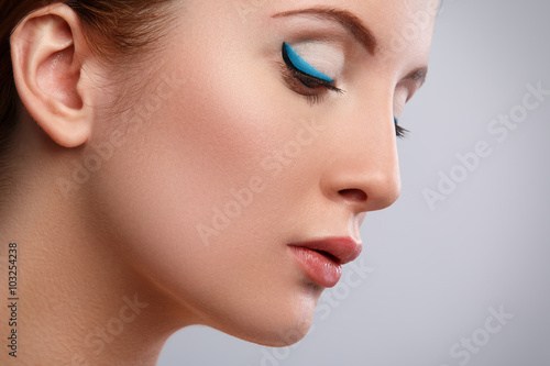 Woman with eyeliner on her eyes