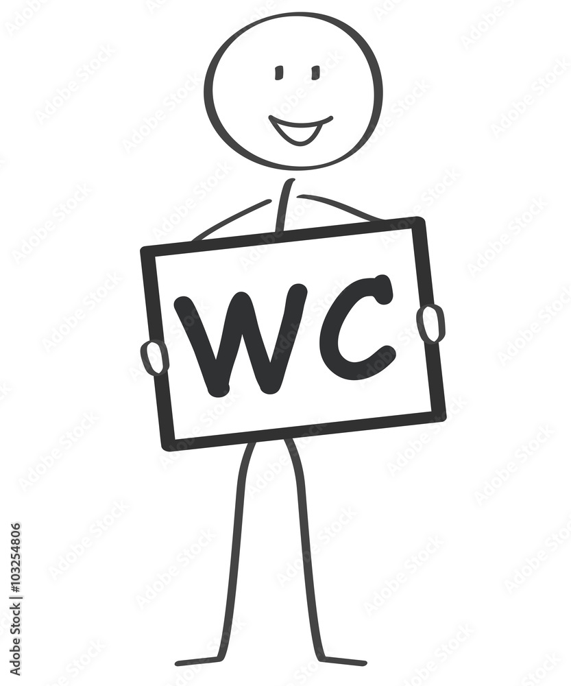 Strichmännchen hält WC Schild Strichmännchen hält WC Schild
